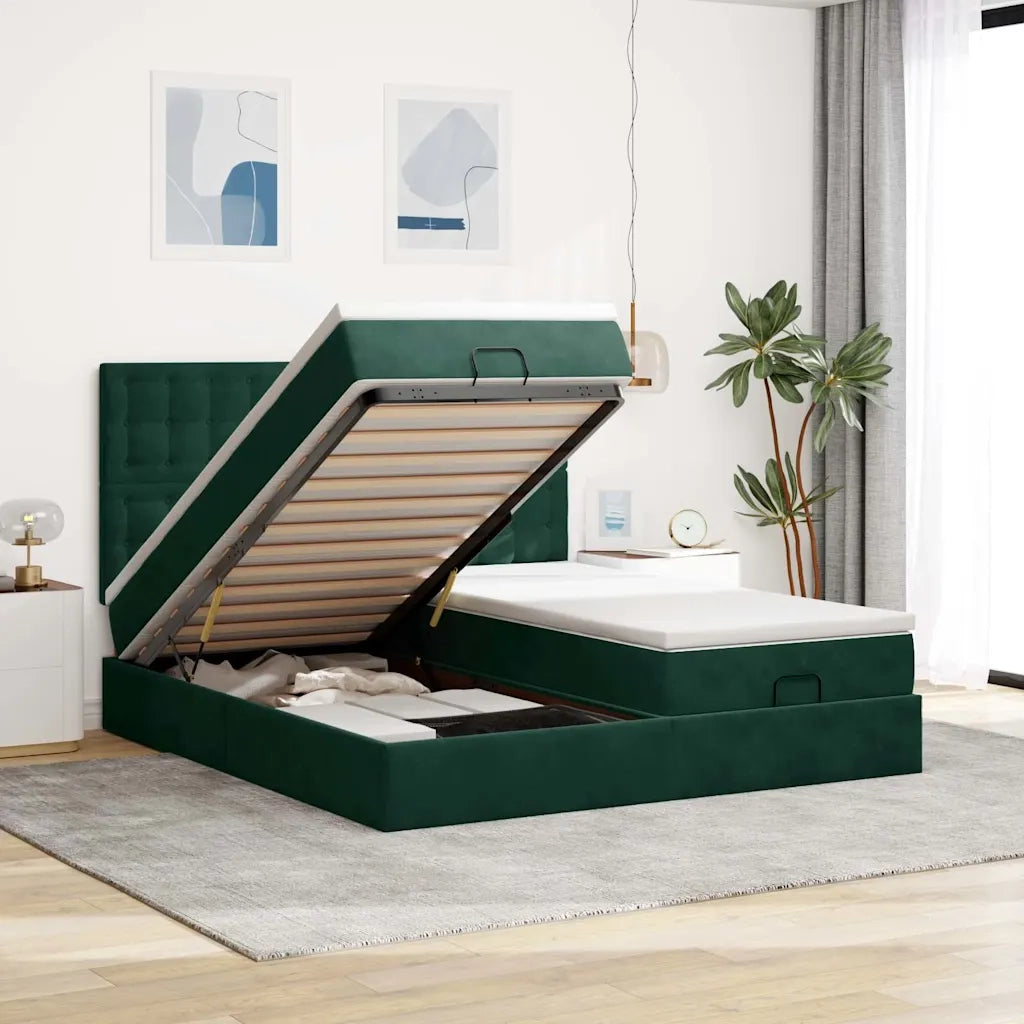 vidaXL Struttura Letto Pouf con Materassi 180x200 cm Velluto
