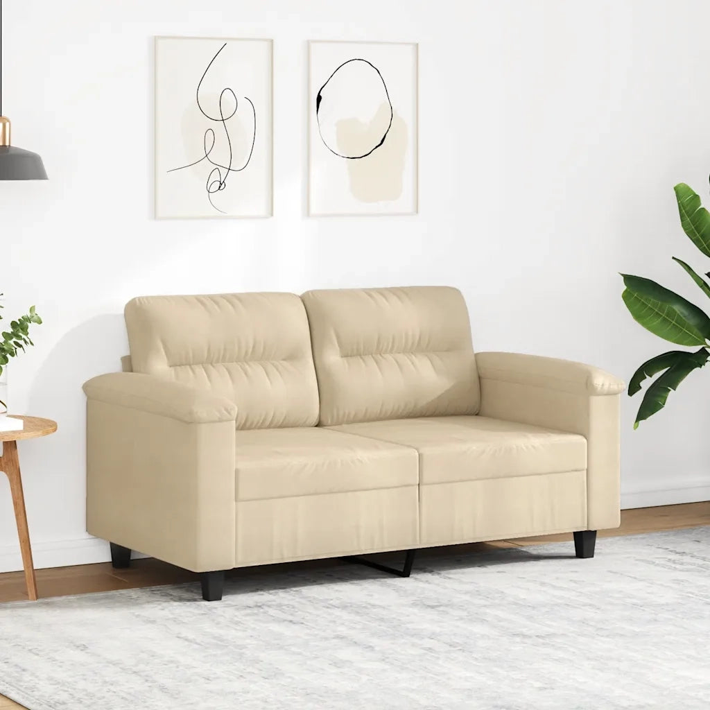 Divano a 2 Posti Crema 120 cm in Tessuto Microfibra 359559