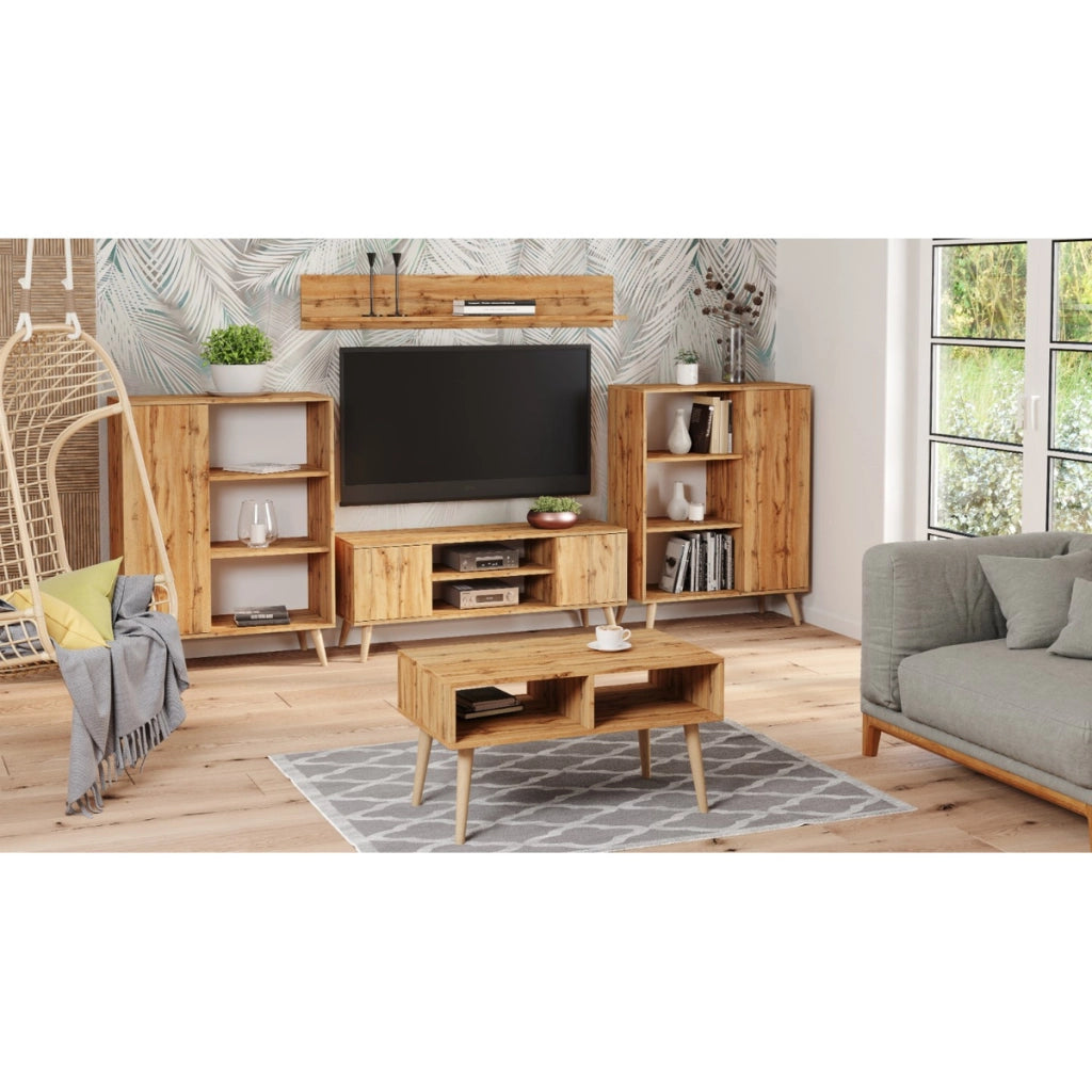 Mobile TV Focus in Rovere Gold Craft con Piedini in Faggio