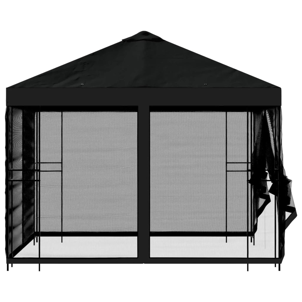 Gazebo da giardino con pareti laterali 3 x 3 m Nero 900346