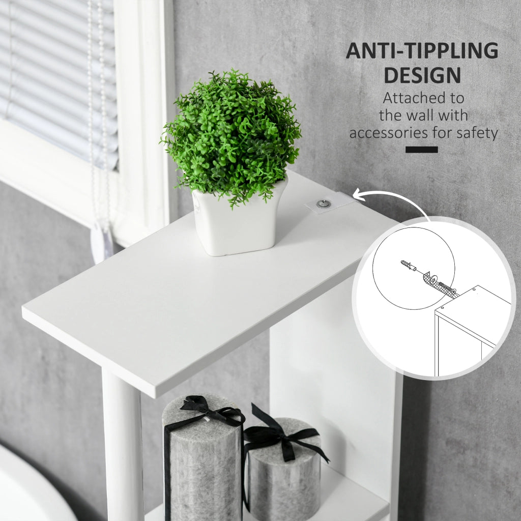 EasyComfort Colonna Bagno con 2 Ripiani e 2 Armadietti, Mobile Alto Salvaspazio 15.2x29.8x118 cm, Bianco