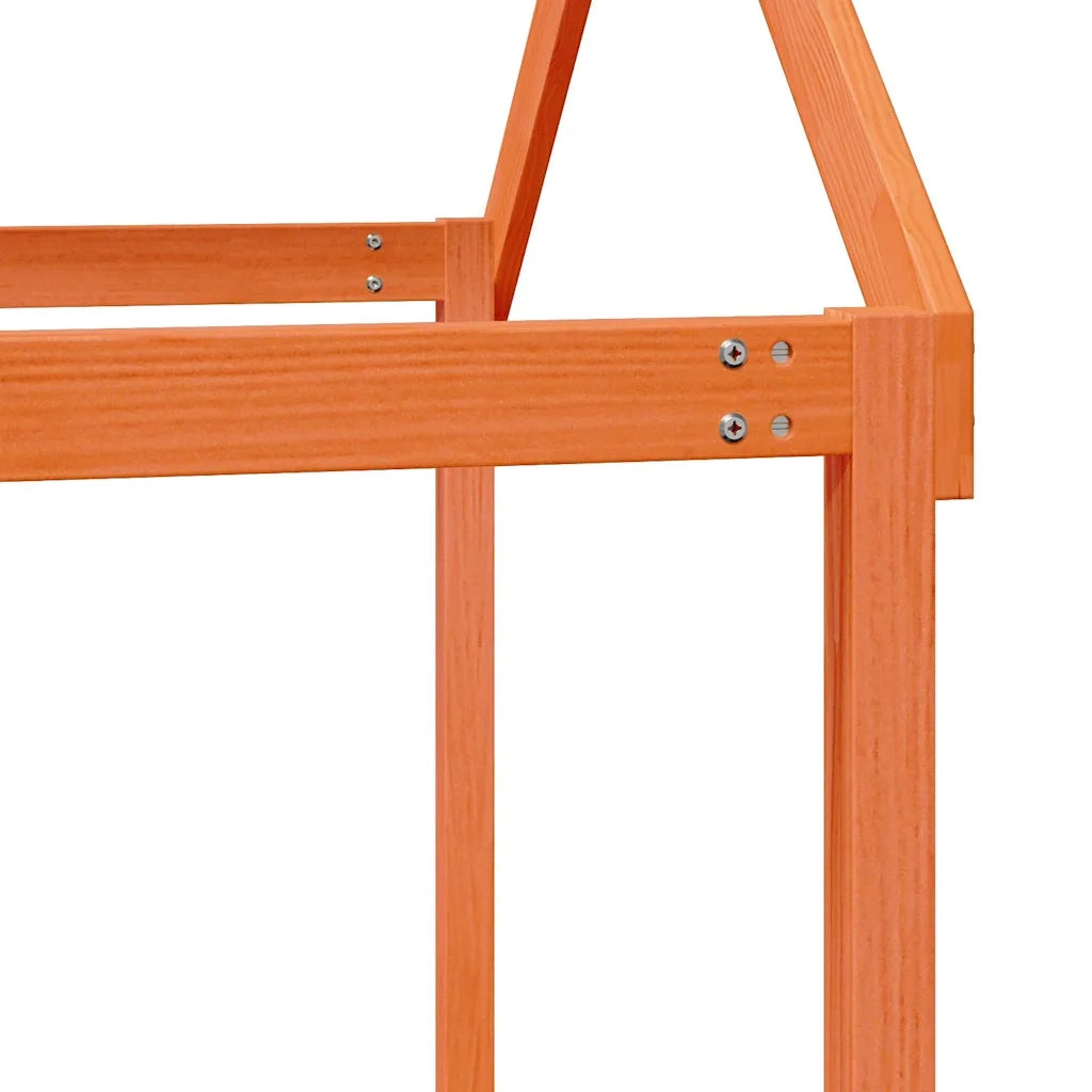 Tetto Letto Bambini Marrone Cera 217x95,5x159 cm Massello Pino