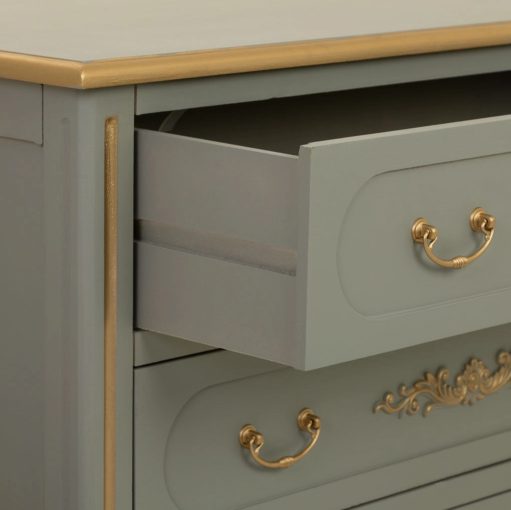 Cassettiera in legno con 3 cassetti verdi, 90x42x76h cm