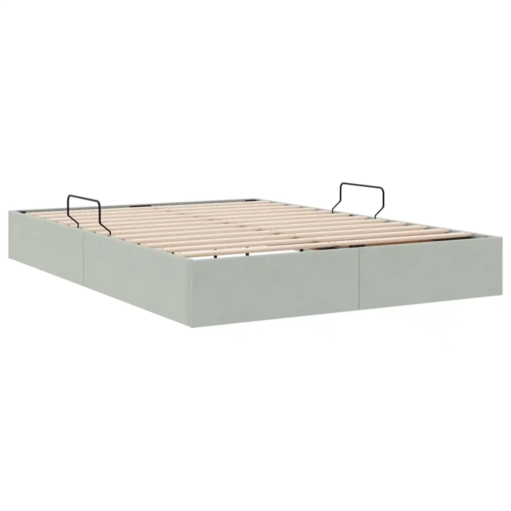 Letto ottomano Grigio Chiaro 140 x 200 cm Velluto