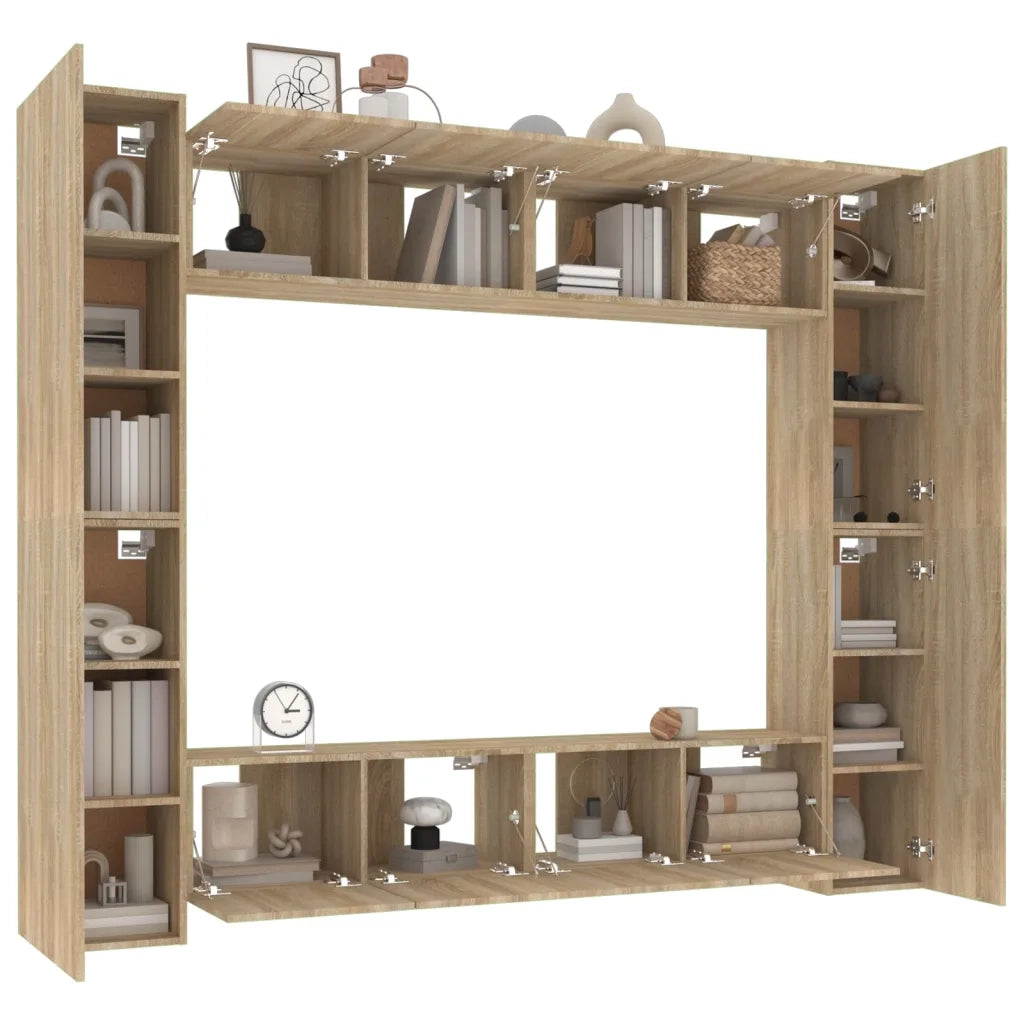 Set Mobili Porta TV 8pz Rovere Sonoma in Legno Multistrato cod mxl 11943