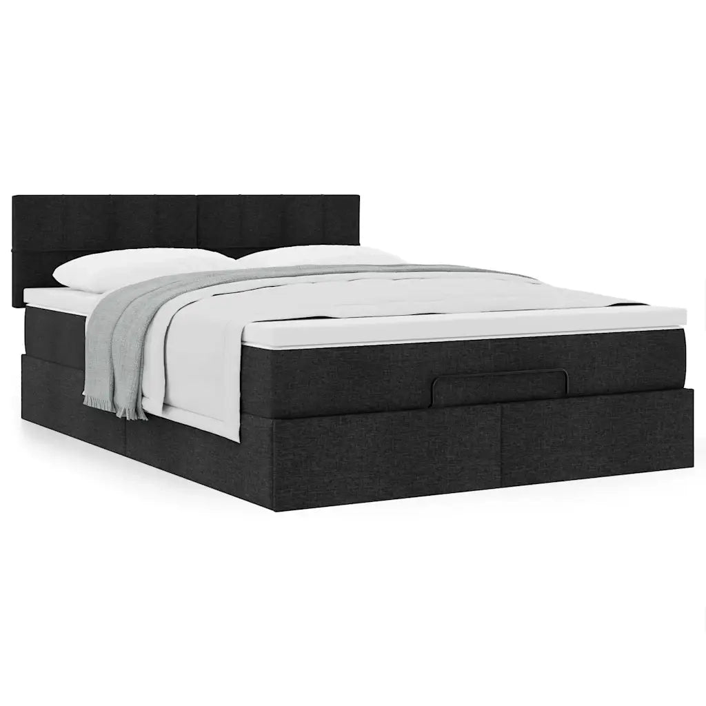 Pouf Letto con Materasso Nero 140x200 cm in Tessuto 3311465