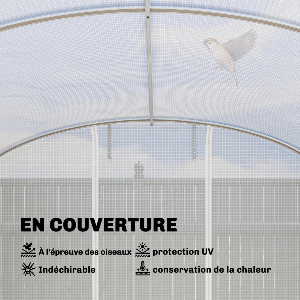 Serra da giardino tunnel ¨C zephmum ¨C 24m2 bianco in acciaio