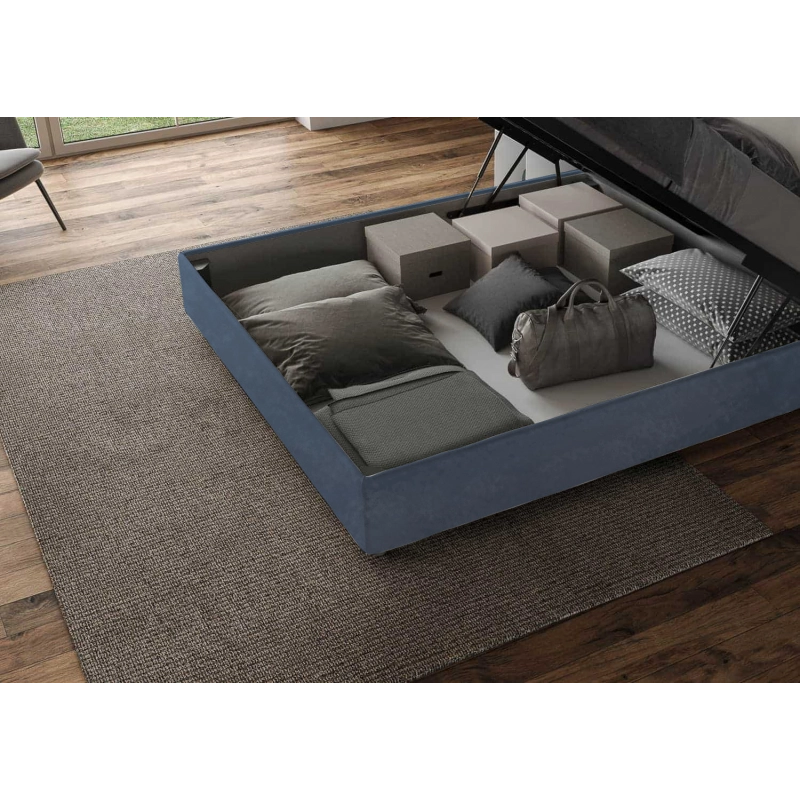 Letto imbottito Matrimoniale 160x190 cm Sleeper - Con rete,Microfibra,Blu