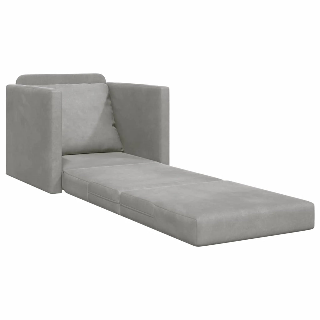 Divano letto | Sof¨¤ letto | Letto singolo Grigio chiaro 74 x 77 x 81 cm Velluto