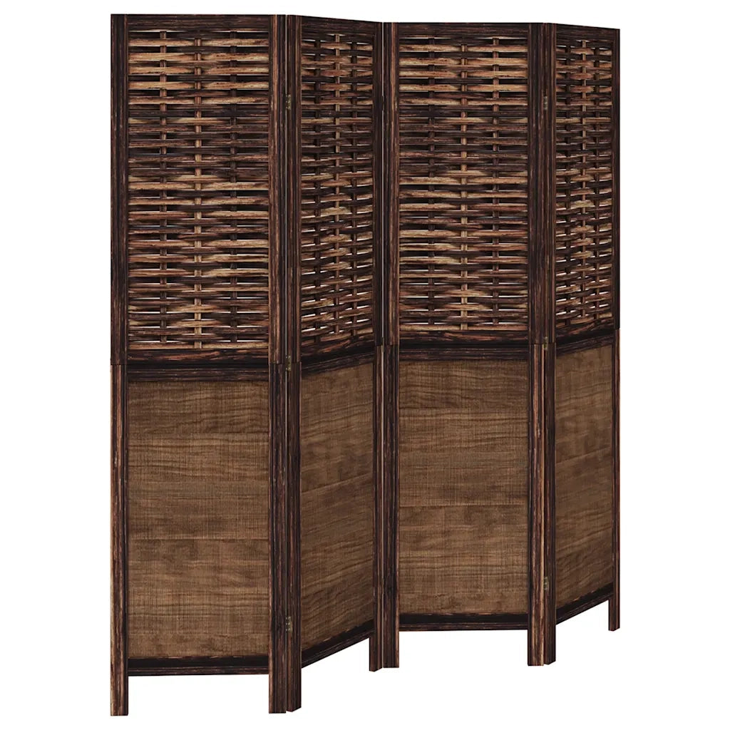 Divisorio Ambienti | Divider per stanze | Paravento 4 Pannelli Marrone Scuro Massello Paulownia