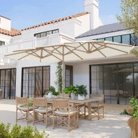 Ombrellone Doppio con Apertura a Manovella, in Acciaio Inox e Poliestere, 455x265x238 cm, Beige