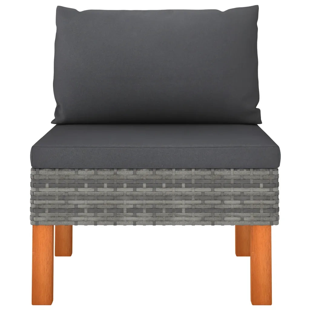 Divani Centrali 2 pz Polyrattan e Legno Massello di Eucalipto 315756