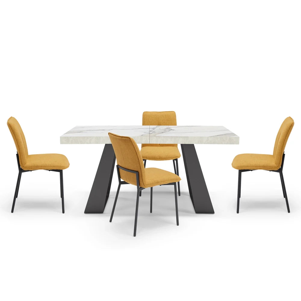 Tavolo allungabile da pranzo Marmo di Carrara 160x90 MADE IN ITALY modello ARGO fino a 240 CM per sala da pranzo, cucina e soggiorno, design moderno con top melaminico