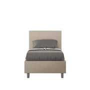 Letto singolo contenitore imbottito 80x190 similpelle tortora Adele