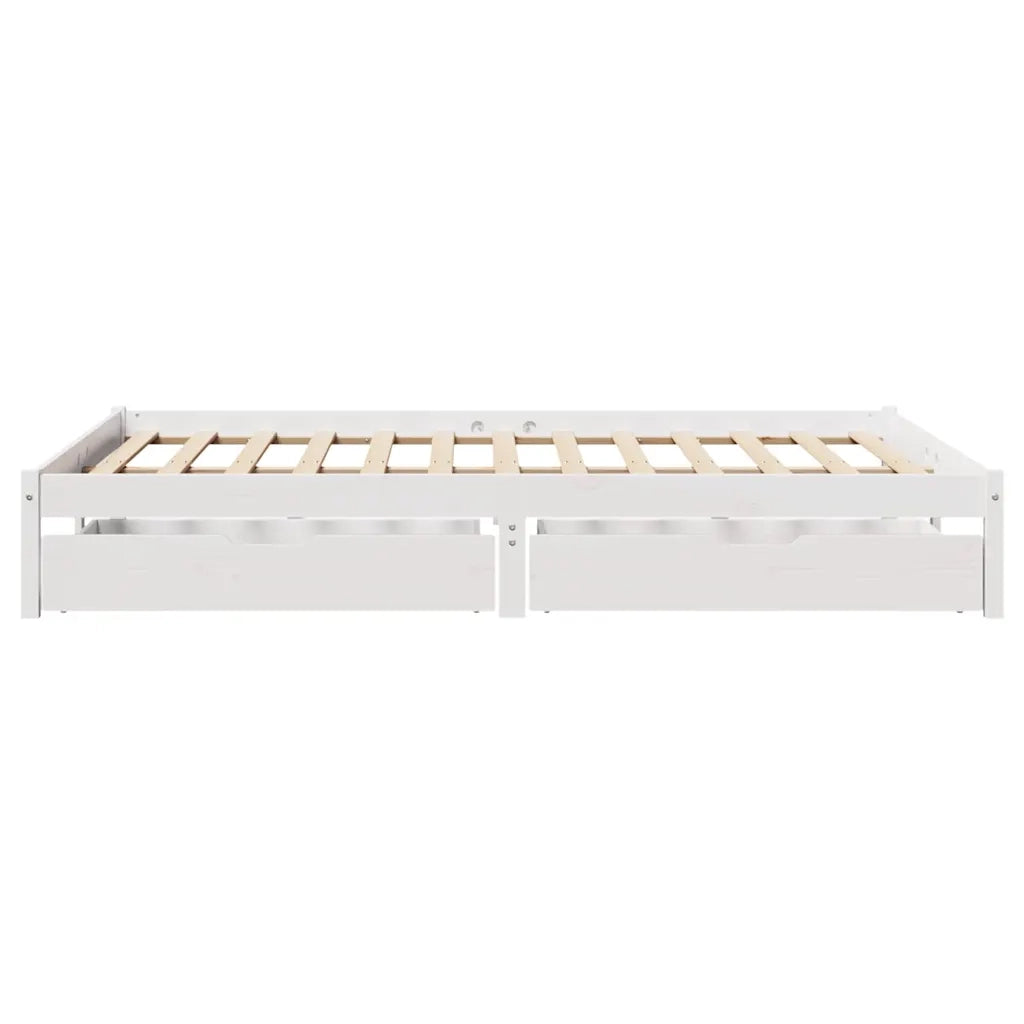 Letto senza Materasso Bianco 135x190 cm Legno Massello di Pino