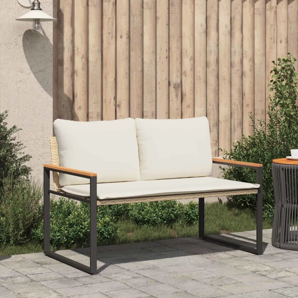 panchina Beige e Bianco Crema 115 x 65 x 72 cm Rattan