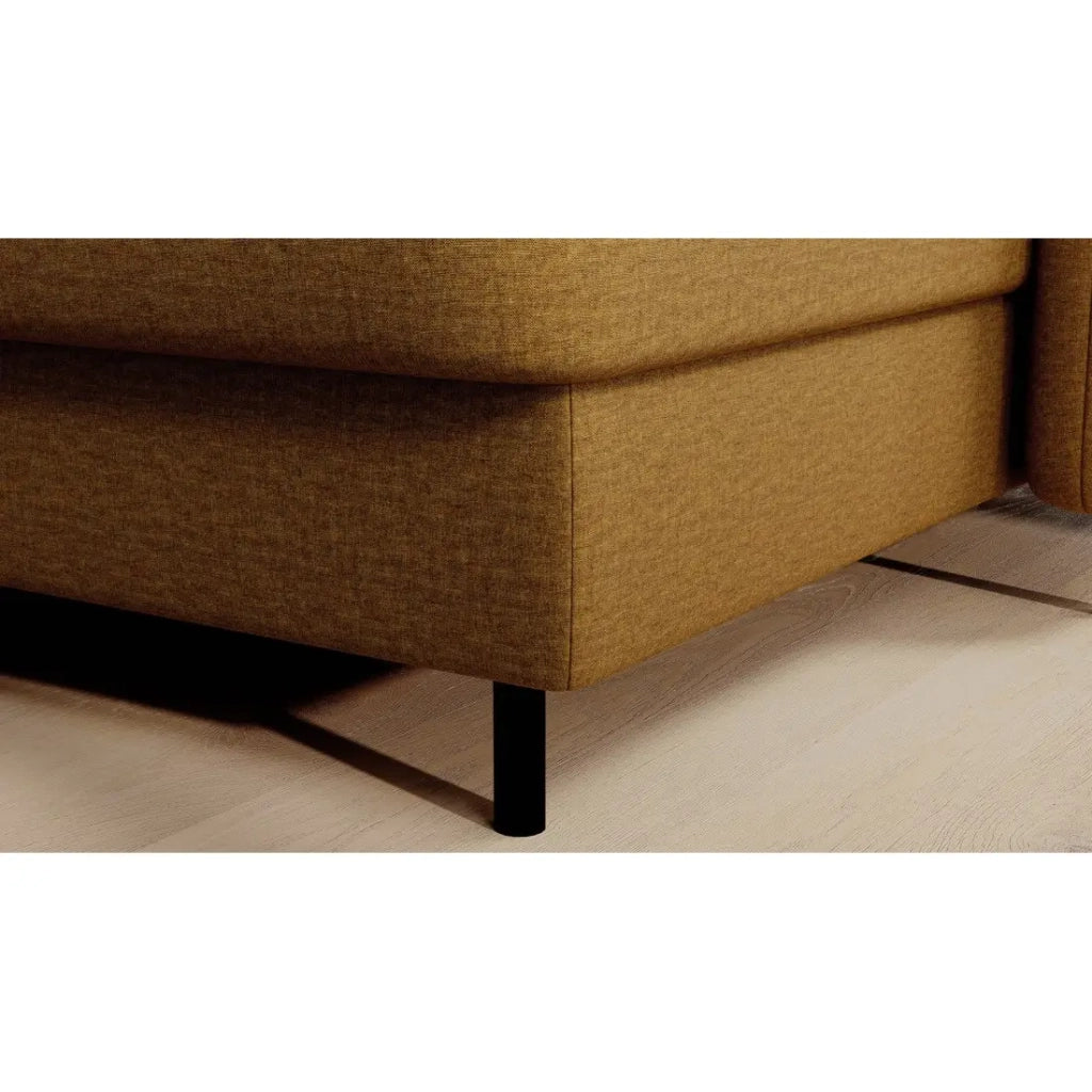 Canapé d'angle convertible BERTHO 306 cm giallo aranciato – Angolo destro con contenitore