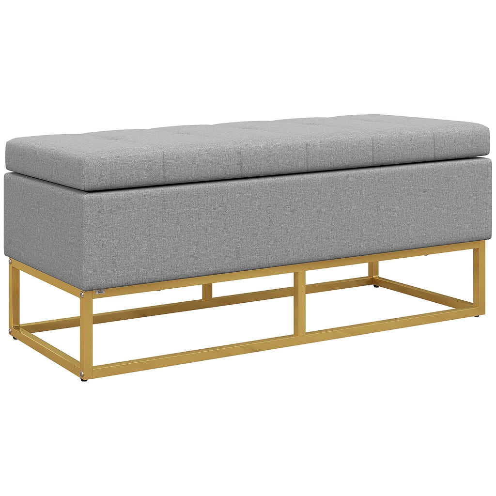 Divanetto 2 posti con contenitore ¨C zephmum ¨C 110x44x48 cm grigio dorato