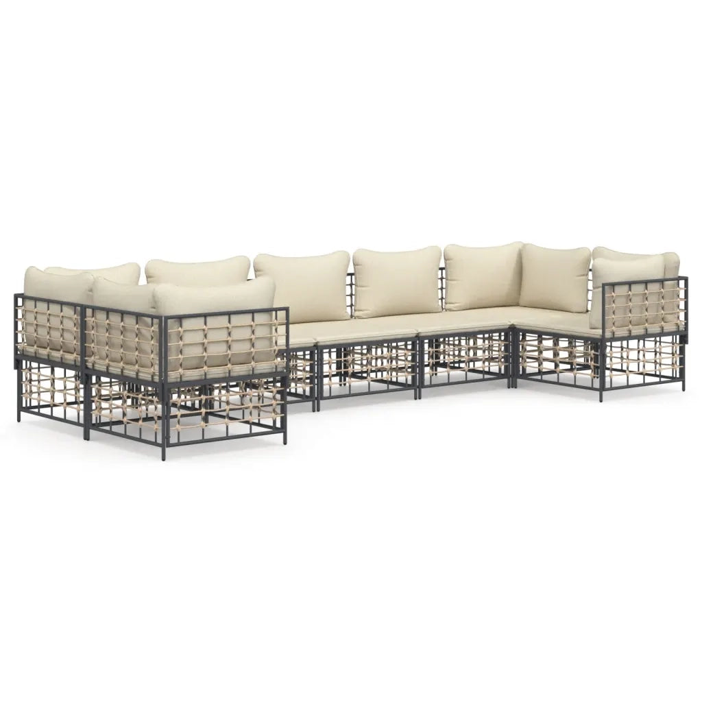 Set Divani da Giardino 7 pz con Cuscini Antracite in Polyrattancod mxl 77299