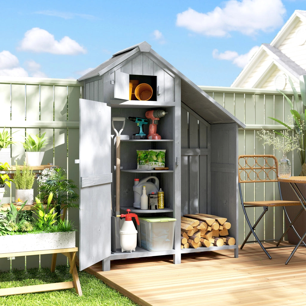 Armadio da giardino in legno ¨C zephmum ¨C 129x51.5x180 cm grigio