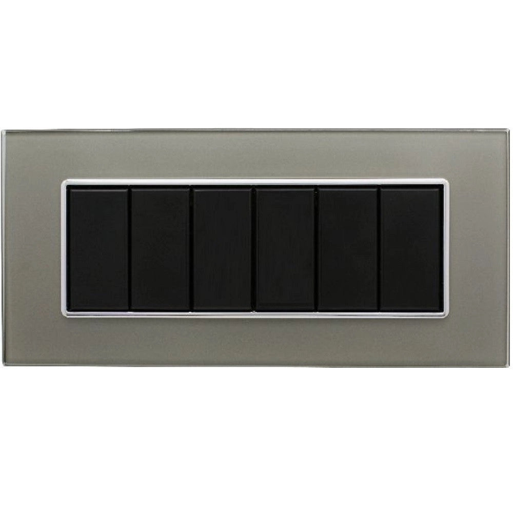 Trade Shop - Placca Cristal 3m 4m 6m Titanio Effetto Vetro Compatibile Con Bticino Axolute -