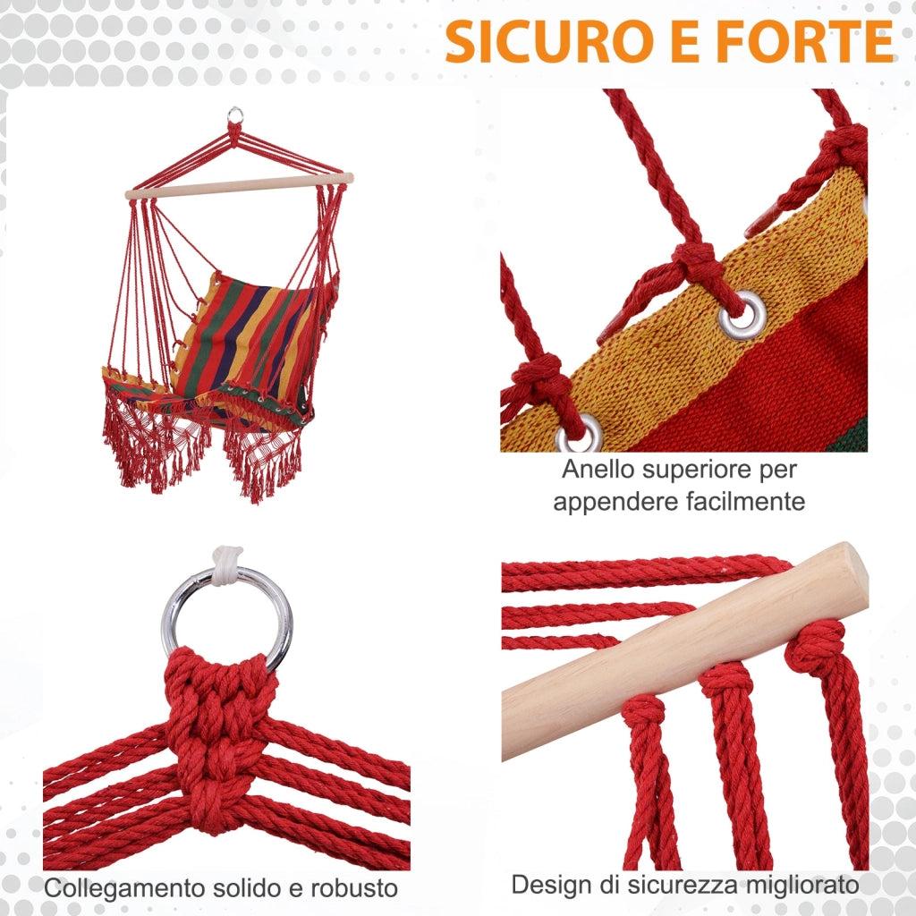 Amaca Sedia Sospesa in Poliestere Colorata 100x60x100 cm