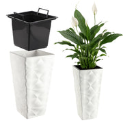 Vaso da giardino KADAX con inserto per fiori, grande, alto, per terrazza, 75 cm, bianco