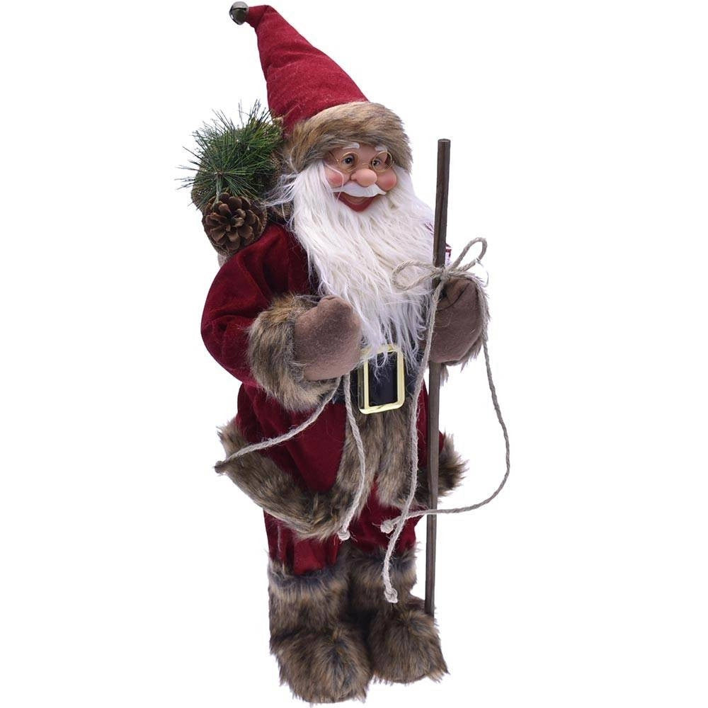 Trade Shop - Babbo Natale Nordico 60cm In Plastica Vestiti In Tessuto Decorazione Natalizia -