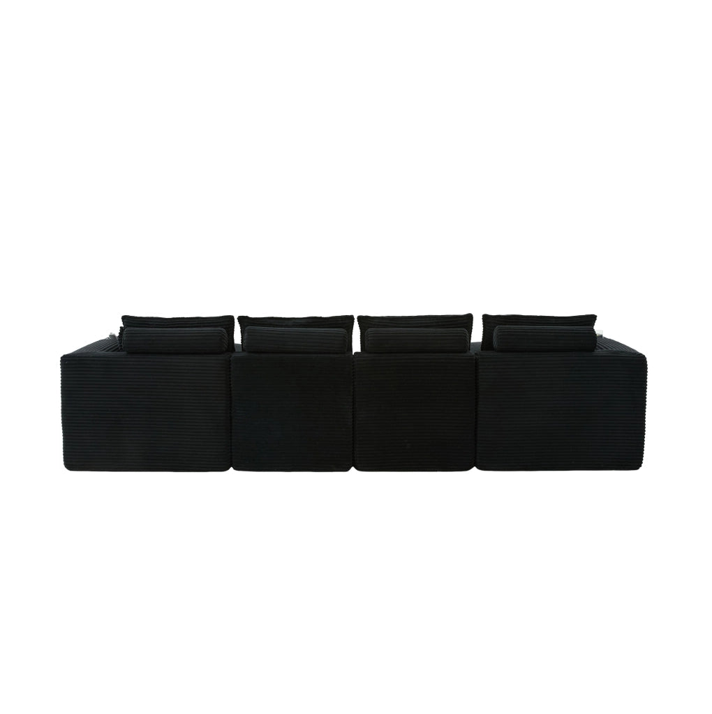 Divano modulare 322x161 cm in velluto a coste nero HOMVRA