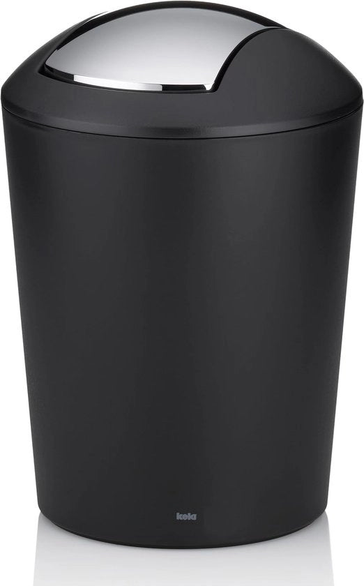 Bacetto della spazzatura con coperchio oscillante - 1,7 l - plastica - bianco - nero