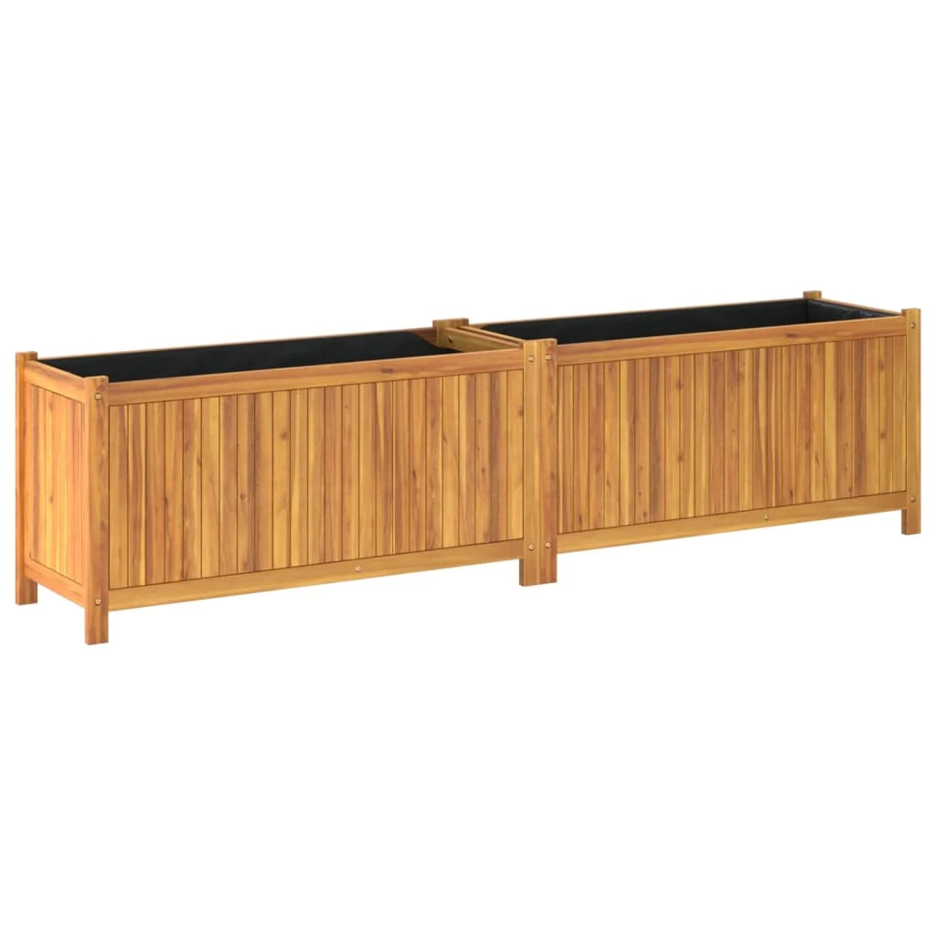 Aiuola rialzata/fioriera con rivestimento 199 x 38,5 x 50 cm legno massello di acacia marrone 02_0038126