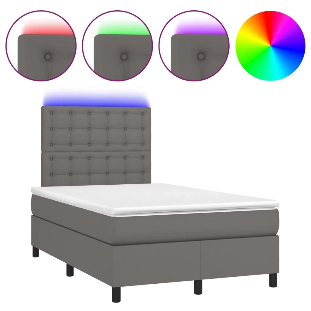 Giroletto Molle con Materasso e LED Grigio 120x200cm Similpelle 3135937