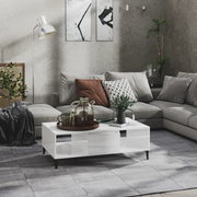 Tavolino Salotto-Tavolino da soggiorno-Tavolo Bianco Lucido 103,5x60x35 cm Legno Multistrato