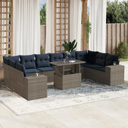Set Divani da Giardino 11 pz con Cuscini Grigio in Polyrattan 3269411