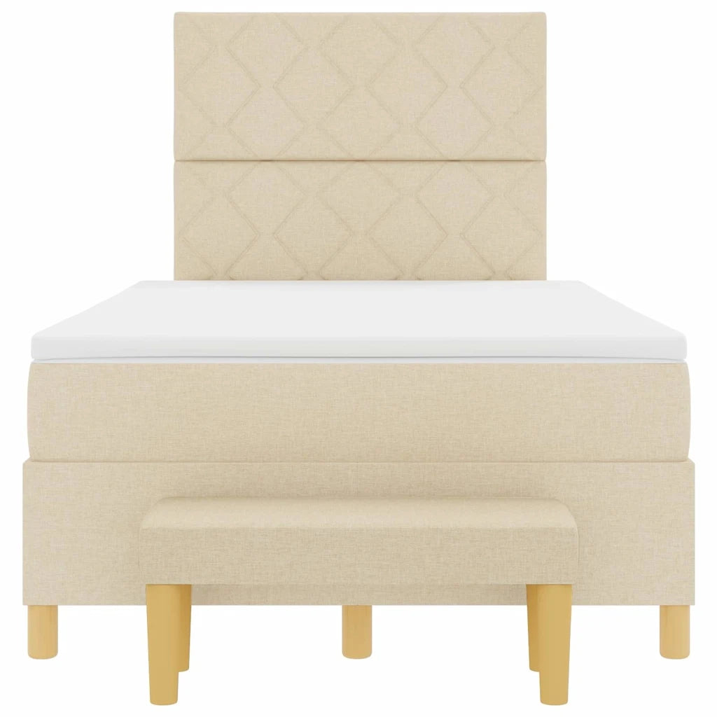 Letto a molle con testiera Crema 200 x 120 cm Tessuto 3344371