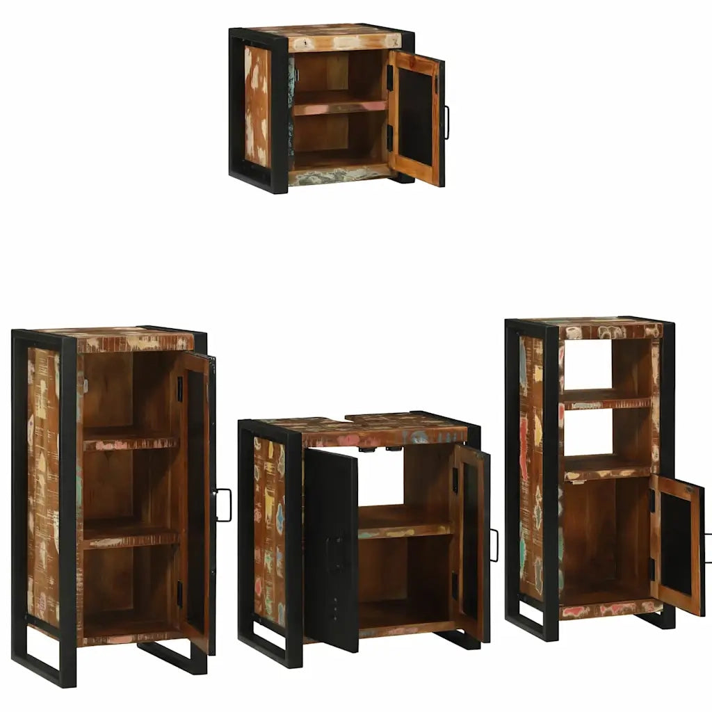 vidaXL Set di mobili per il bagno 4 pcs Legno massello riciclato
