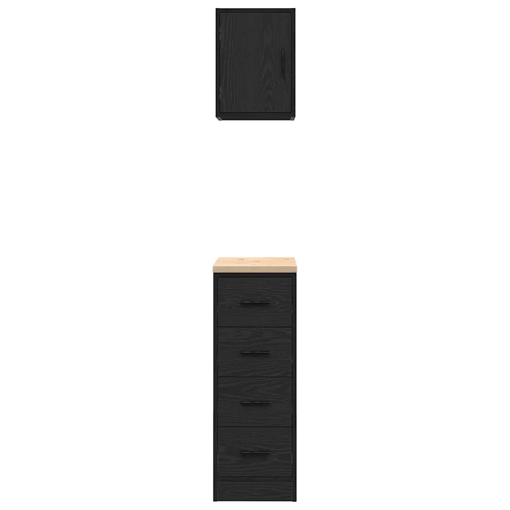 Armadi da Garage 2 pz Neri in Legno Multistrato