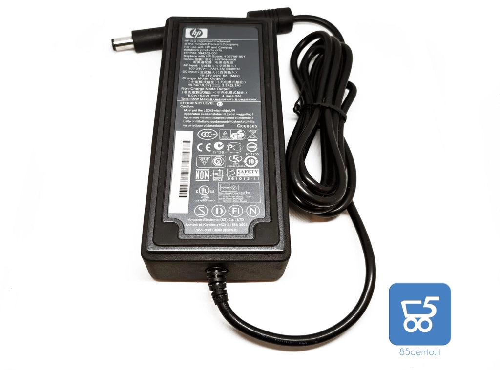 Alimentatore Caricabatteria Originale HP 65W 19.5V 3.3A / 15V 4.3A 7.4mm Spinotto Tondo - Ingresso Auto 12v COMPLETO DI ACCESSORI