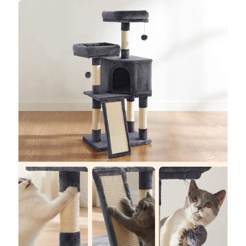 Albero tiragraffi per gatti Oskar in sisal e peluche grigio scuro