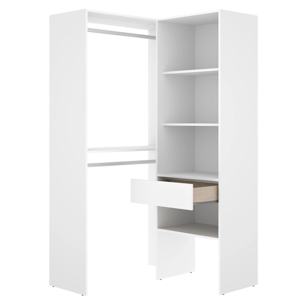 Armadio Camera da Letto Bandon, Guardaroba Grande Modulabile, 88x185h cm Bianco