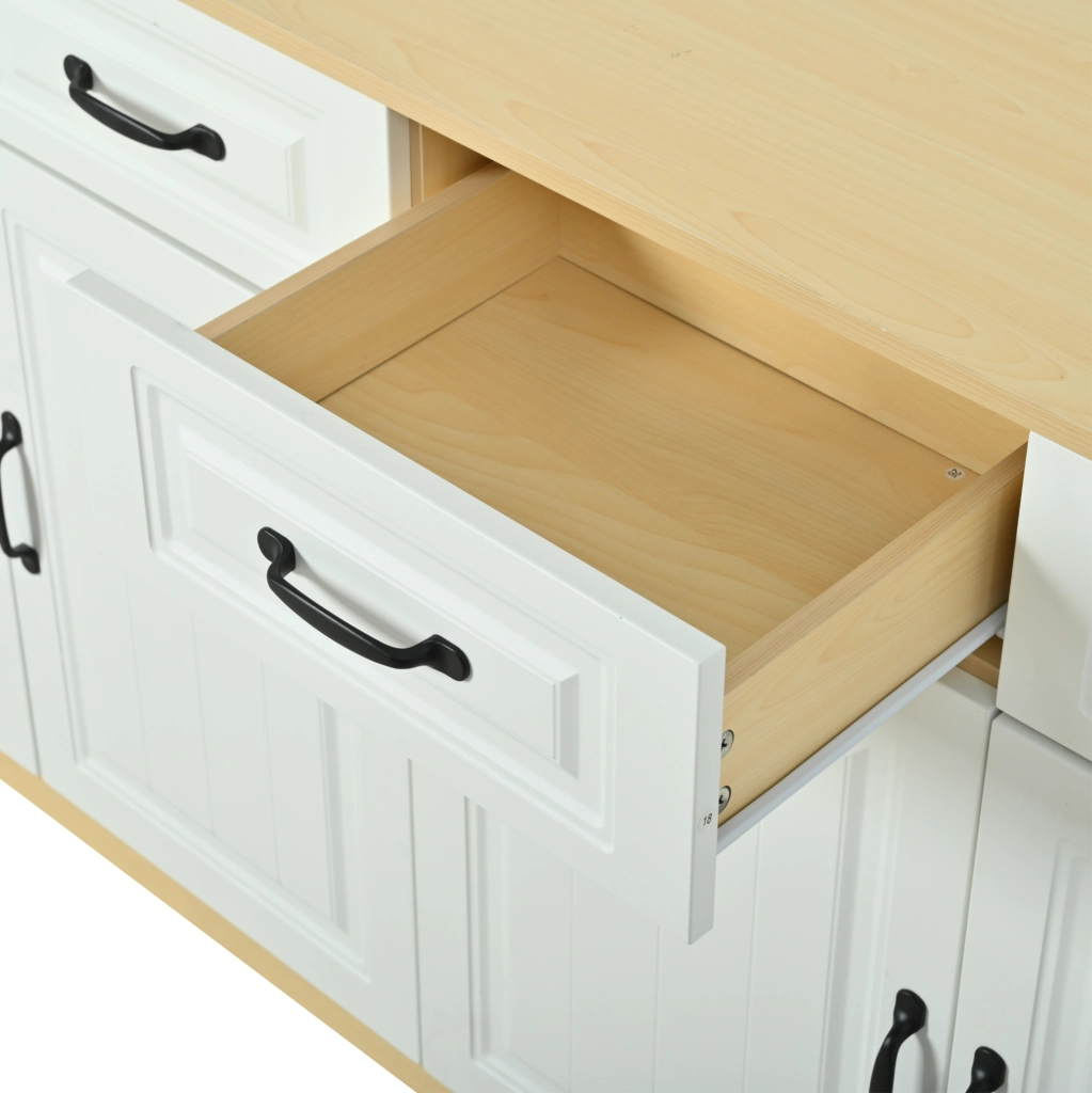 Credenza multifunzione con 4 cassetti e 4 ante, 160 cm, bianco