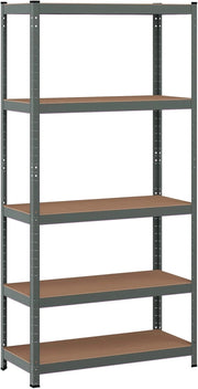 Scaffale con 5 Livelli, Scaffale per Garage Resistente con Altezza Mensole Regolabile, Capacità di Peso Totale 875 kg, Senza Bulloni, Uso Versatile 90x40x180cm (Grigio)