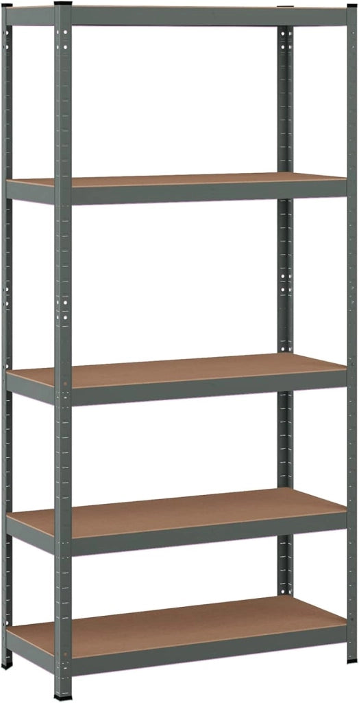 Scaffale con 5 Livelli, Scaffale per Garage Resistente con Altezza Mensole Regolabile, Capacità di Peso Totale 875 kg, Senza Bulloni, Uso Versatile 90x40x180cm (Grigio)