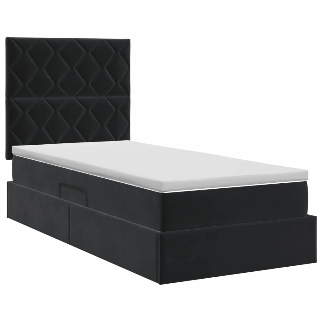 Letto con contenitore e materasso Nero 90 x 190 cm Velluto 3459719