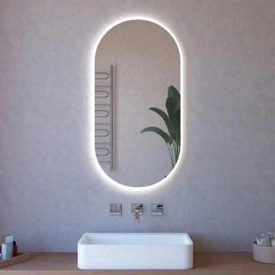 Specchio ovale reversibile 63x110 sabbiatura LED perimetrale retroilluminata