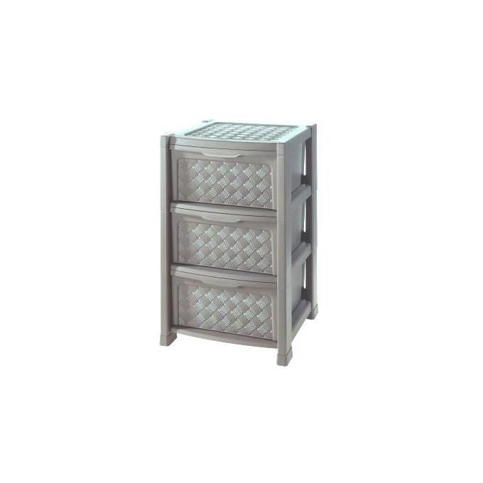 Tontarelli Cassettiera Arianna 3 Cassetti effetto rattan 39x39x63,5 cm colore Talpa