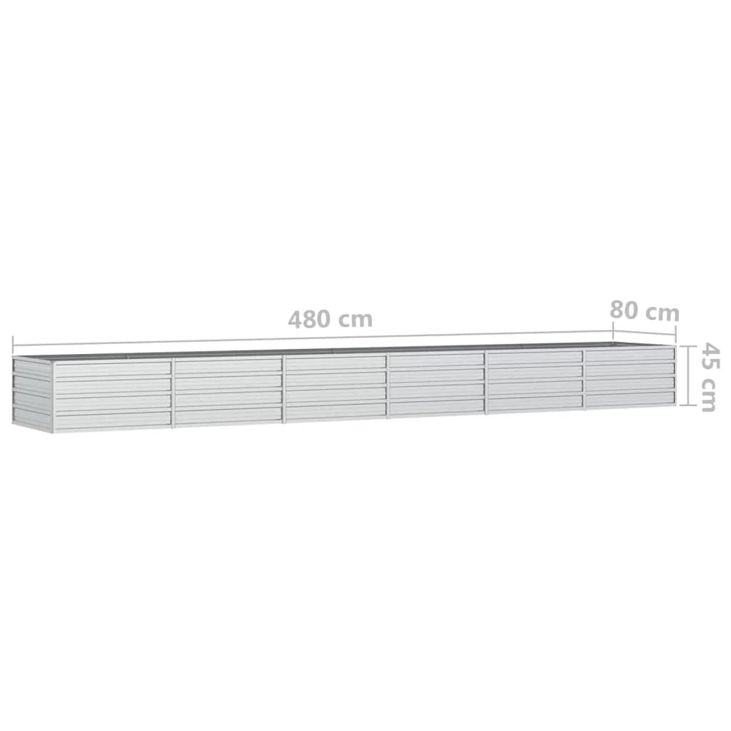 Fioriera rialzata per piante fiori patio giardino 480 x 80 x 45 cm acciaio zincato argento 02_0039452