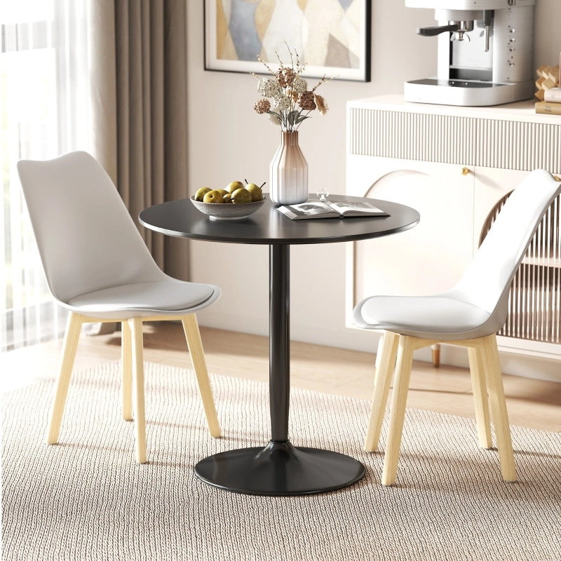 Tavolo da pranzo rotondo con piano e base antiscivolo; in MDF e acciaio; per cucina e soggiorno; nero