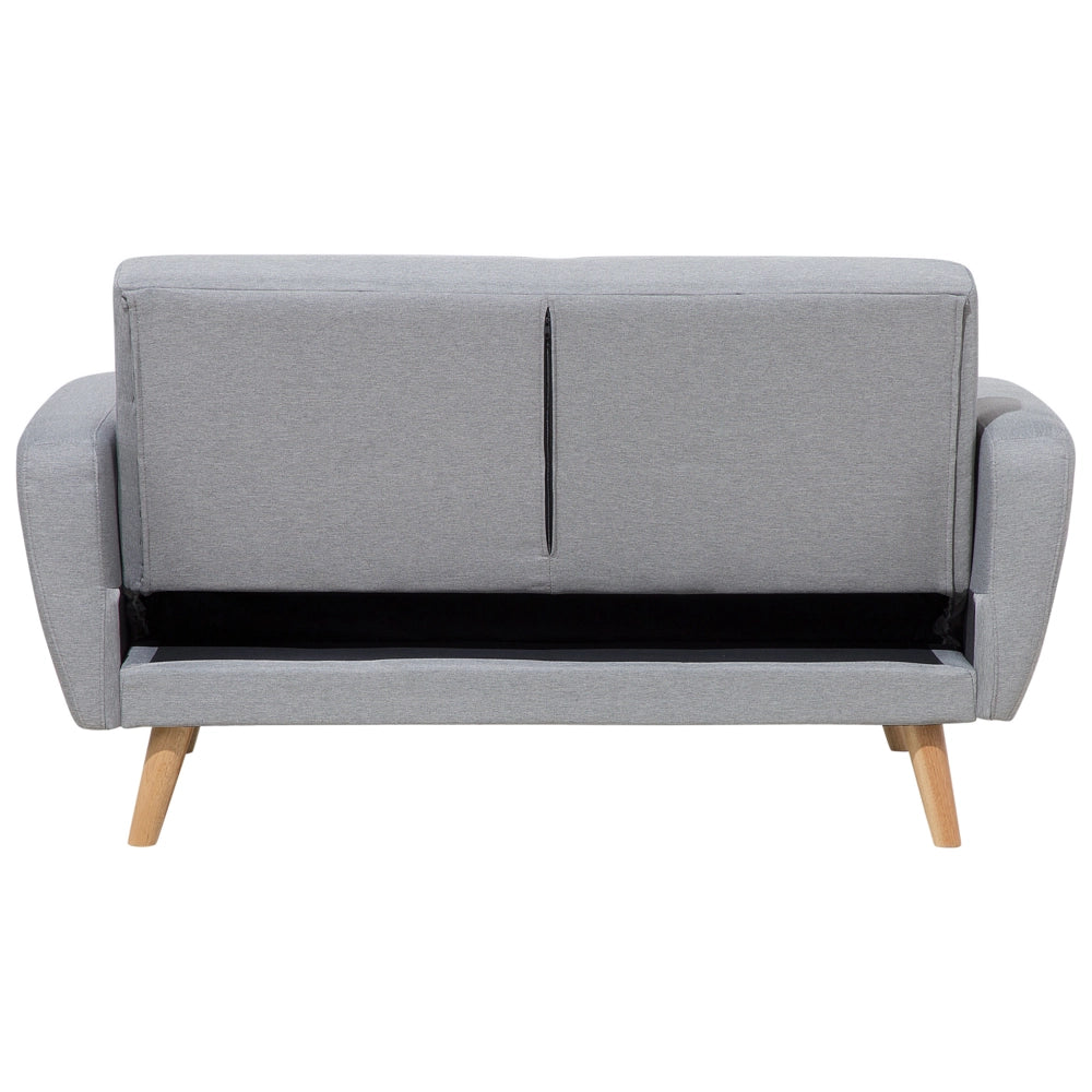 Divano Letto Rivestito In Tessuto Grigio Con Gambe In Legno Trasformabili A 2 Posti Soggiorno Moderno E Minimalista