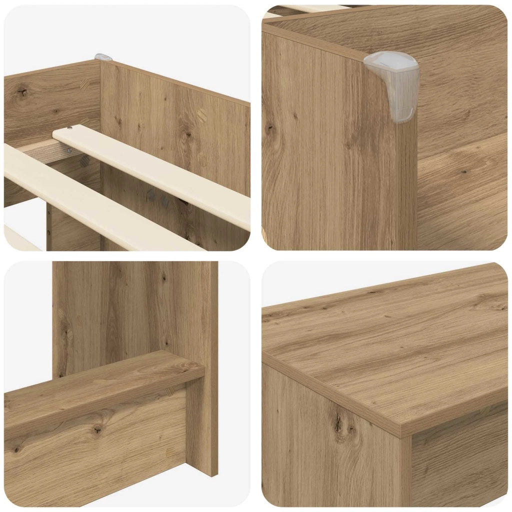 Letto alto per bambini con scrivania 2 pz Rovere Artigianale 3423469